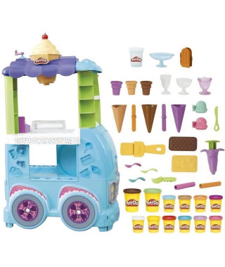 Play-Doh - Camion de glace géant - 27 accessoires - Sons réalistes