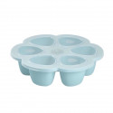 BEABA Multiportions en silicone de qualité premium, résistance thermique, couvercle hermétique, Fabriqué en Italie, 6x90 ml bleu