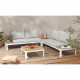 Salon de jardin modulable, en aluminium couleur blanc et polywood - 4 personnes avec coussins gris - SANTANA