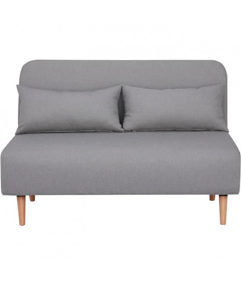 Banquette BZ 2 places - Style scandinave gris  - L 130 x P 90 x 81 cm - DEPLO