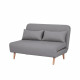 Banquette BZ 2 places - Style scandinave gris  - L 130 x P 90 x 81 cm - DEPLO