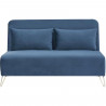 Banquette convertible 2 places - Velours Bleu - Style scandinave - L 130 x P 90 x H 81 cm - DEPLO