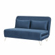 Banquette convertible 2 places - Velours Bleu - Style scandinave - L 130 x P 90 x H 81 cm - DEPLO