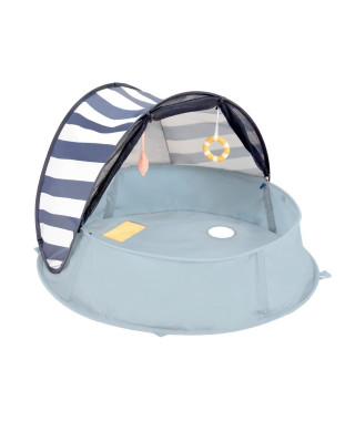 BABYMOOV Aquani mariniere 3 en 1, aire de jeux, piscine & lit d'appoint, anti-UV FPS 50+, 2 jeux + moustiquaire inclus