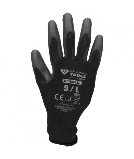 Gants en tricot microfin, noir, L - Brilliant Tools BT156932