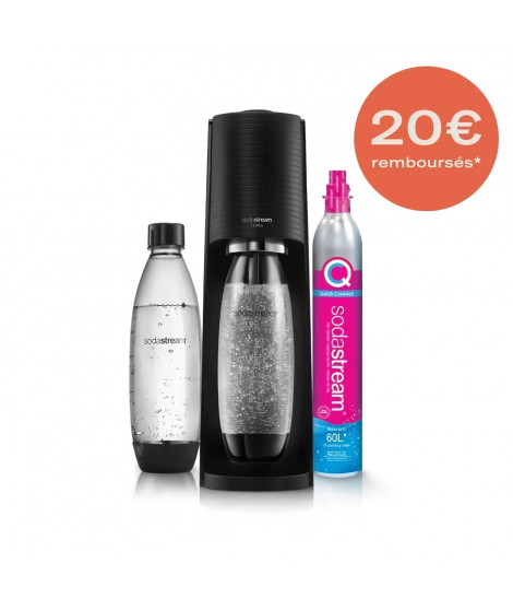 SODASTREAM TERRANLV - Machine TERRA Noire Pack 2 bouteilles LV + 1 cylindre d'échange CQC