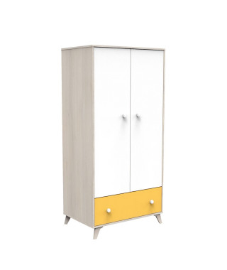 Armoire 2 portes et 1 tiroir en mélamine beige