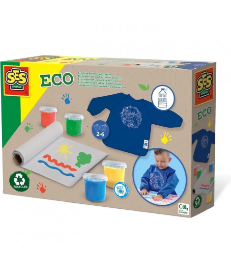 SES CREATIVE - Kit de peinture au doigt avec tablier Eco - 100% recyclé