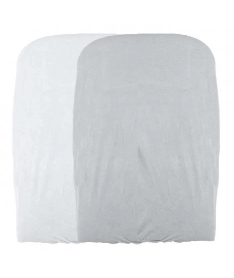 Lot de 2 housses de matelas a  langer - Blanc / Perle - 50 X 75 cm