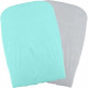 DOMIVA Lot 2 Housses matelas a langer - Polycoton - oeko-Tex - Aqua/Perle - 50 x 75 cm