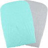 DOMIVA Lot 2 Housses matelas a langer - Polycoton - oeko-Tex - Aqua/Perle - 50 x 75 cm