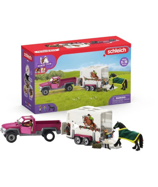 Pick-up avec remorque pour cheval - SCHLEICH - 42346 - Horse Club - Plastique - Multicolore