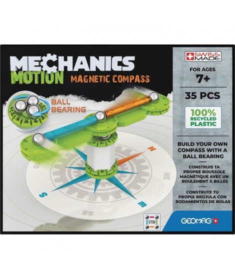 GEOMAG MECHANICS, MOTION 35 pcs, construction magnétique, jeux éducatifs, Jouet pour enfants des 7 ans, GMT00