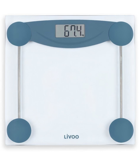 LIVOO DOM426B - Pese-personne électronique -  Plateau en verre trempé et écran LCD -  Pesée jusqu'a 180 kg -  Graduation au 1…