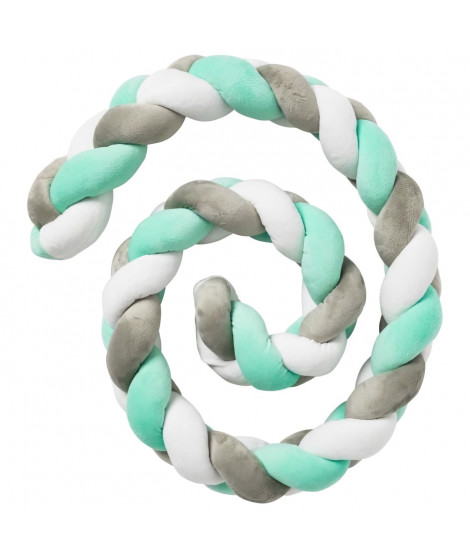 Tresse de décoration BABYCALIN - Coussin - Velours - 200 cm - Vert et taupe - BABYCALIN