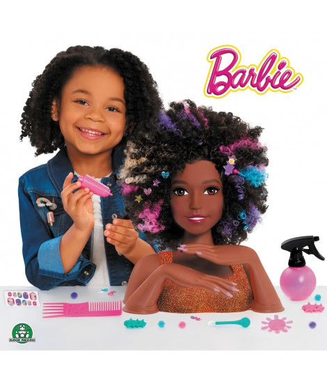 Barbie - Tete a coiffer brune coupe afro - Accessoires inclus - Magique - Giochi Preziosi France