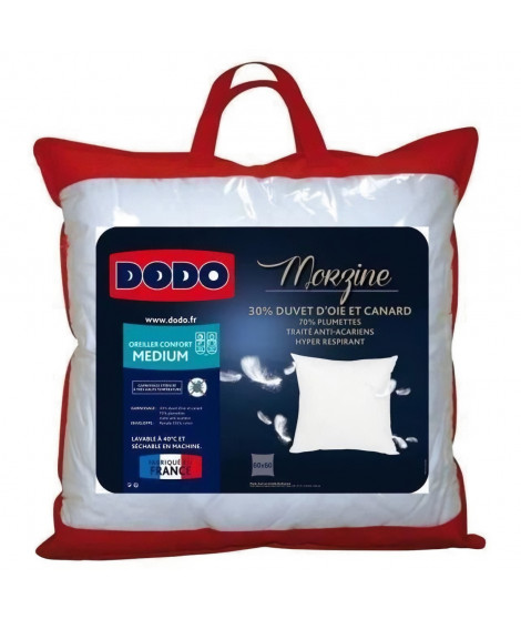 DODO Oreiller Duvet Oie MORZINE Anti-Acariens 65x65cm blanc