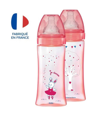 Dodie Biberon Initiation+ Anti-Coliques 3 Vitesses +6m Rose Danseuse Lot de 2 x 330ml