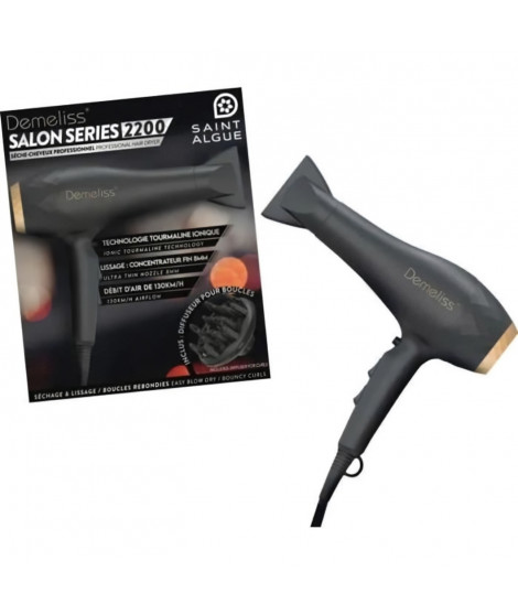 Seche-cheveux - SAINT ALGUE - Demeliss Salon Series - Moteur Professionnel - Concentrateur et diffuseur inclus