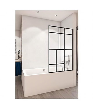 Pare-baignoire SAINT GOBAIN Gascogne verre trempé 8 mm profilé pivotant noir L 75 cm x H 140 cm