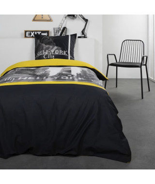 TODAY Parure de lit Coton 1 personne - 140x200 cm - Imprimé Jaune Alex