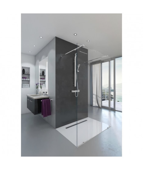 Paroi de douche en kit AURYS BALTIQUE CLAIRE - Verre Timeless 8 mm trempé by Saint-Gobain - L.140 cm x H.198 cm