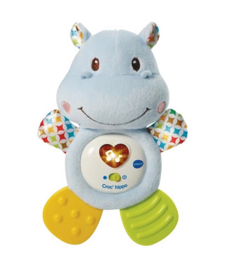 VTECH BABY - Hochet Croc'Hippo - Peluche Texturée Bleue