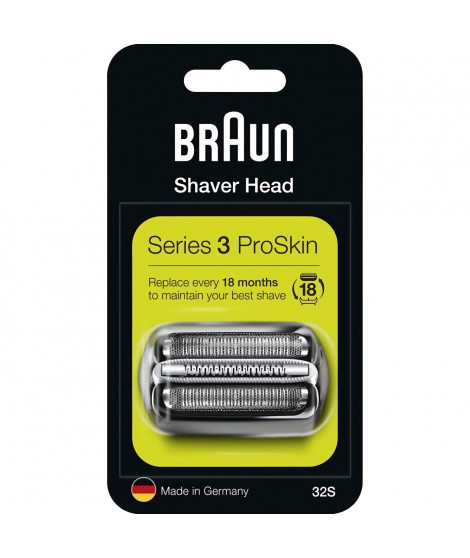 Braun Series 3 ProSkin Piece De Rechange Pour Rasoir Électrique Argentée, Compatible avec les rasoirs Series 3, 32S