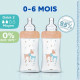 Lot de 3 Biberons DODIE Anti-Colique Sensation+ - Verre - 270ml - 0-6 Mois - Tétine plate - Débit 2