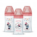 Lot de 3 Biberons DODIE Anti-Colique Initiation+ - Minnie - 270ml - 0-6 Mois - Tétine Ronde - Débit 2