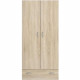 PARISOT Armoire 2 portes battantes + 1 tiroir - Décor chene - L78 P 38 x H 170 cm - VARIA