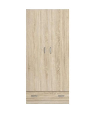 PARISOT Armoire 2 portes battantes + 1 tiroir - Décor chene - L78 P 38 x H 170 cm - VARIA