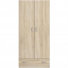 PARISOT Armoire 2 portes battantes + 1 tiroir - Décor chene - L78 P 38 x H 170 cm - VARIA