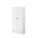 PARISOT Armoire 2 portes battantes + 1 tiroir - Panneaux de particules - Décor Blanc - L 78 cm x P 38 cm x H 170 cm - VARIA