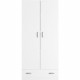 PARISOT Armoire 2 portes battantes + 1 tiroir - Panneaux de particules - Décor Blanc - L 78 cm x P 38 cm x H 170 cm - VARIA