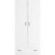 PARISOT Armoire 2 portes battantes + 1 tiroir - Panneaux de particules - Décor Blanc - L 78 cm x P 38 cm x H 170 cm - VARIA