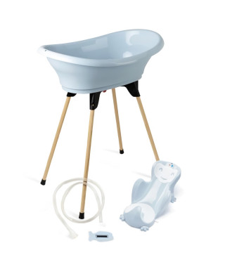 Pack baignoire THERMOBABY VASCO 5 en 1 Fleur bleue - Fabriqué en France