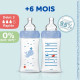 DODIE Lot de 3 Biberons Anti-Colique Sensation+ 330ml +6 Mois, Tétine Plate, Débit 3 - Bleu Mer et Vert Air