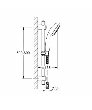 Ensemble de douche 3 jets avec barre VITALIO START 100 - GROHE - 26032000