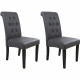 CUBA Lot de 2 chaises de salle a manger - Simili gris - Style contemporain - L 45 x P 42 cm