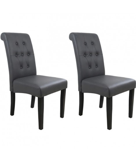 CUBA Lot de 2 chaises de salle a manger - Simili gris - Style contemporain - L 45 x P 42 cm