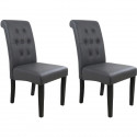 CUBA Lot de 2 chaises de salle a manger - Simili gris - Style contemporain - L 45 x P 42 cm