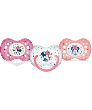 DODIE SUCETTES Lot de 3 Sucettes Anatomiques  Minnie - Jour Et Nuit +18 Mois