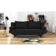 Banquette convertible 3 places avec coffre de rangement - Tissu Noir - L187 x P 91 x H 82 cm - TEIJO