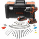 Perceuse-Visseuse sans-fil 18V BLACK+DECKER (2 Batteries 2 Ah + Chargeur + 120 Accessoires + Boite a outils) - BCK186D2KA-QW