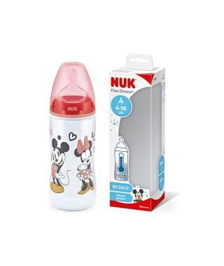 NUK Biberon FC+ Minnie - Temperature Control - En silicone - 300 ml - 6-18 mois