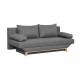 TEIJO Banquette convertible 3 places + coffre de rangement - Pieds bois clair - Tissu Gris Clair - L187 x P 91 x H 82 cm