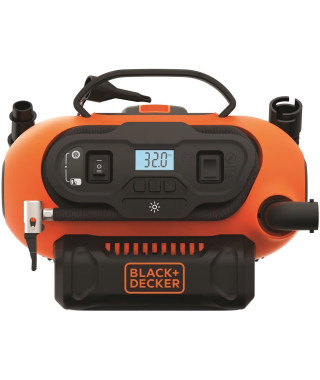 Gonfleur-Compresseur Filaire ou sans-fil 18V / 220V BLACK+DECKER - 11 barss/160 PSI (Livré avec 3 Aiguilles) - BDCINF18N-QS