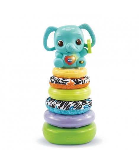 VTECH BABY - Play Green - Nino, Éléphanteau Empilo 3 en 1 (Plastique Bio Sourcé)