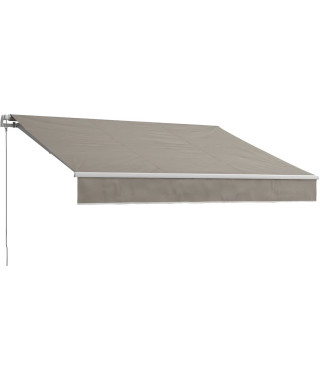 Store banne manuel sans coffre 2,90 x 2m en aluminium, structure blanche, toile taupe BEAURIVAGE